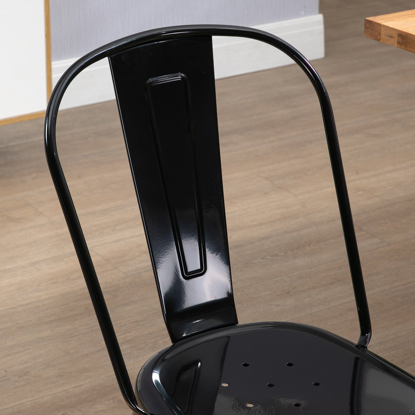 Set of 4 Industrial Style Stackable Steel Kitchen Chairs, 45x53x85cm, Black