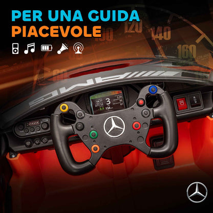 Electric Car for Children 3-8 Years Mercedes-AMG 12V with Remote Control, LED Lights, Transport Wheels, Orange