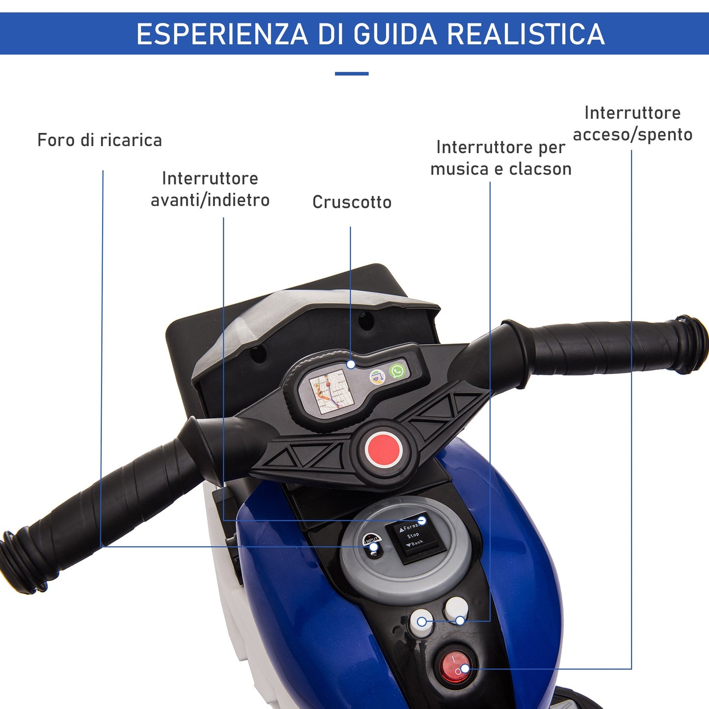 electric motorcycle for children 3-5 years 6v battery - Black blue
