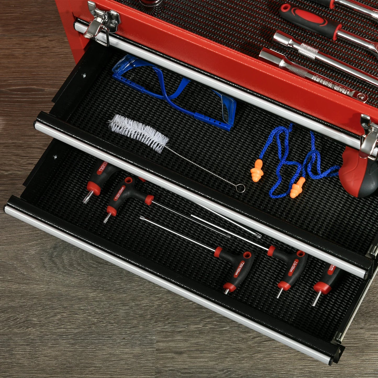 2‑in‑1 Tool Cart with Removable Toolbox, Lockable Drawers & Notice Board – Black