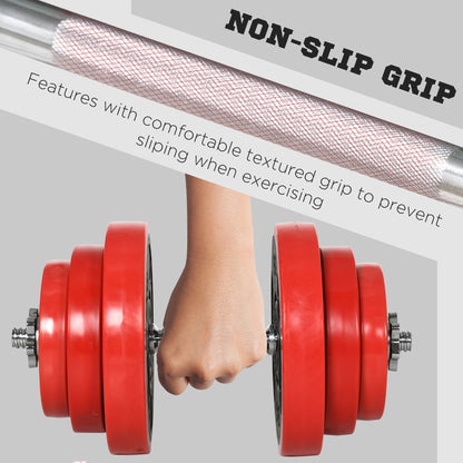 40kg Rubber Coated Metal and Iron Sand Dumbbell Set, 45x26x26cm, Red