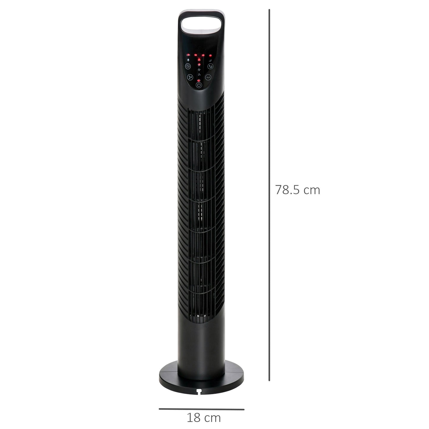 Column Fan with Remote Control up to 5m, 70° Oscillation with 3 Modes and 3 Speeds, 7.5h Timer, 40W Black, Ф18x78.5cm