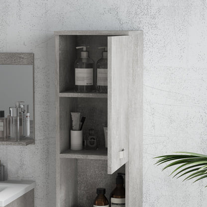 Grey 4 Piece Bathroom Furniture Set with 60cm Sink, Cabinet, Bathroom Column and Wooden Mirror, Grey