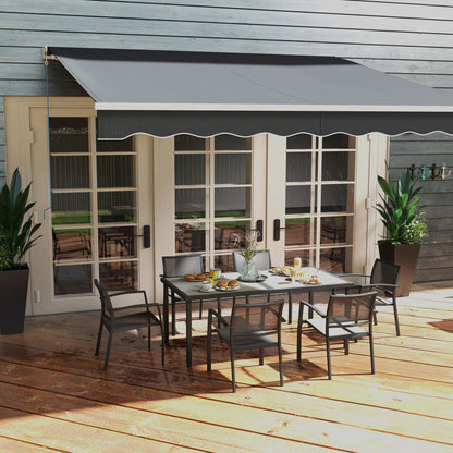 Garden Set with 6 Stackable Mesh Fabric Chairs and Wood Effect Table, Grey