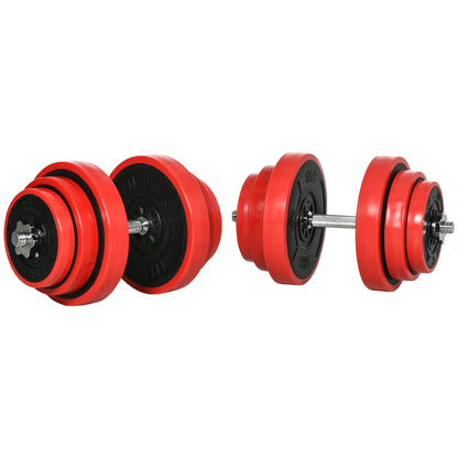 40kg Rubber Coated Metal and Iron Sand Dumbbell Set, 45x26x26cm, Red