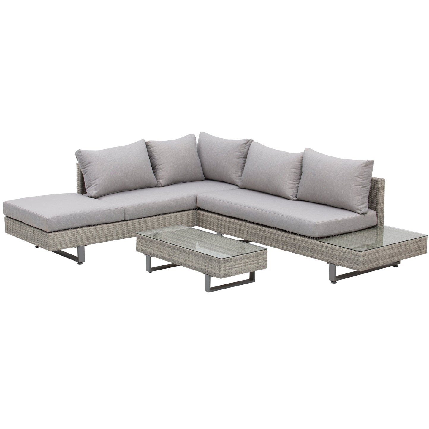 Outdoor Garden Set, Garden Lounge, Outdoor Sofa Set with Garden Table, Grey Rattan Garden Furniture