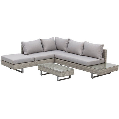 Outdoor Garden Set, Garden Lounge, Outdoor Sofa Set with Garden Table, Grey Rattan Garden Furniture