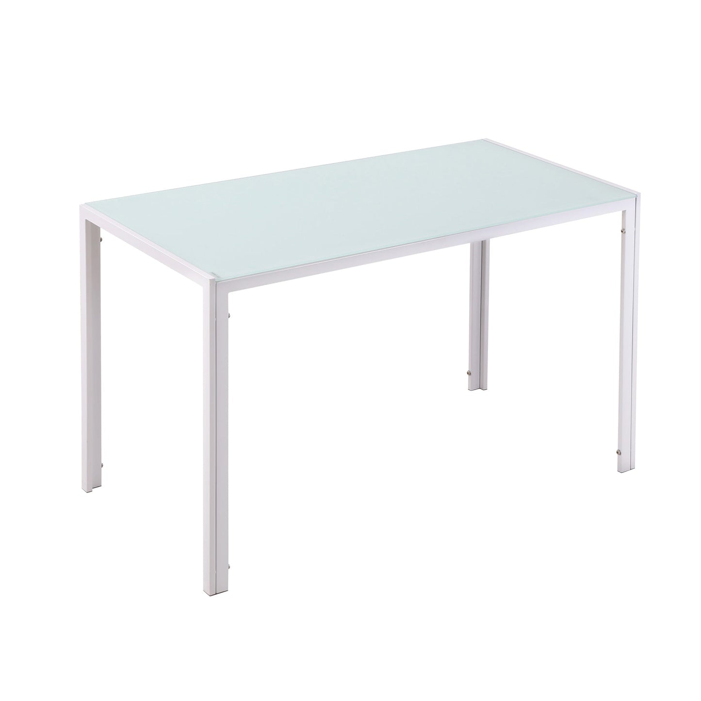 Modern Rectangular Table Metal structure and tempered glass top - white