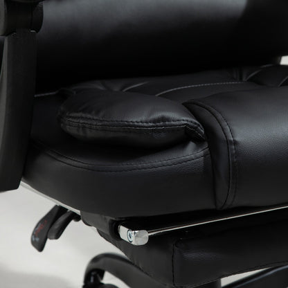 Office Chair with 7 Vibrating Points, Footrest and 155° Reclining Backrest, Black