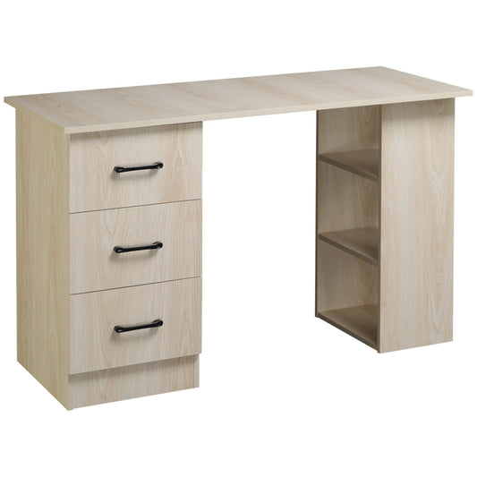 Modern PC Desk per room with 3 drawers and 3 wooden shelves for home and office 120x49x72cm