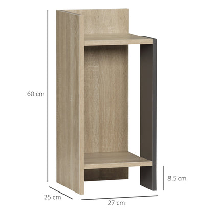 Modern Grey Nightstand with Open Shelf, 2 Piece Set in Chipboard for Bedroom and Living Room, 27x25x60cm