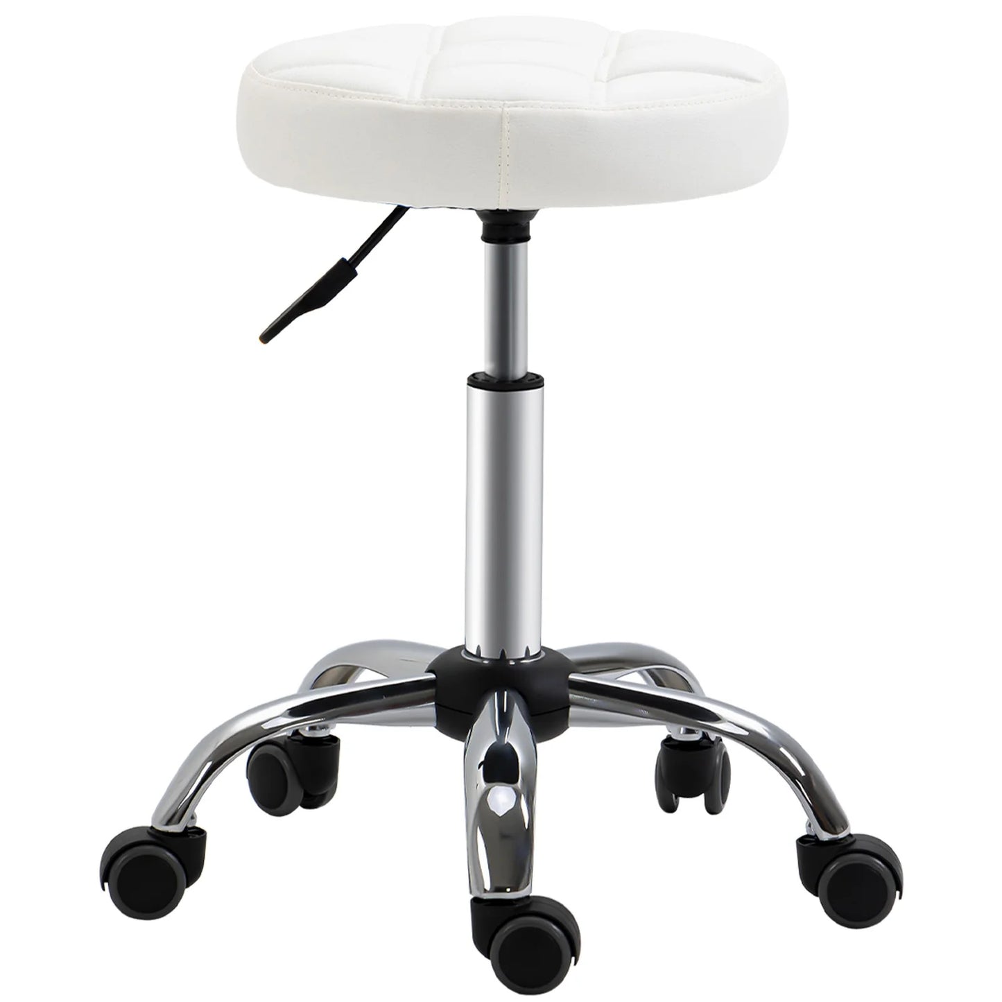 White Adjustable Beauty Stool with Wheels