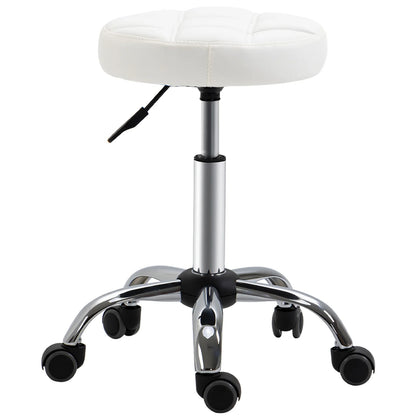 White Adjustable Beauty Stool with Wheels