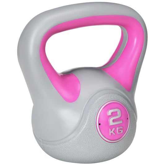 Kettlebell 8kg in PU and Sand with Flat Base and Handle for Deadlifts, Squats and Lifts, 18x10x20 cm, Pink