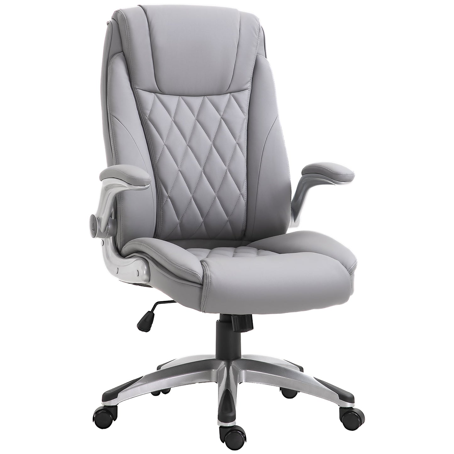 Ergonomic Office Chair with Padding, Adjustable Height and 5 Wheels, 70x71x113-121 cm, Grey