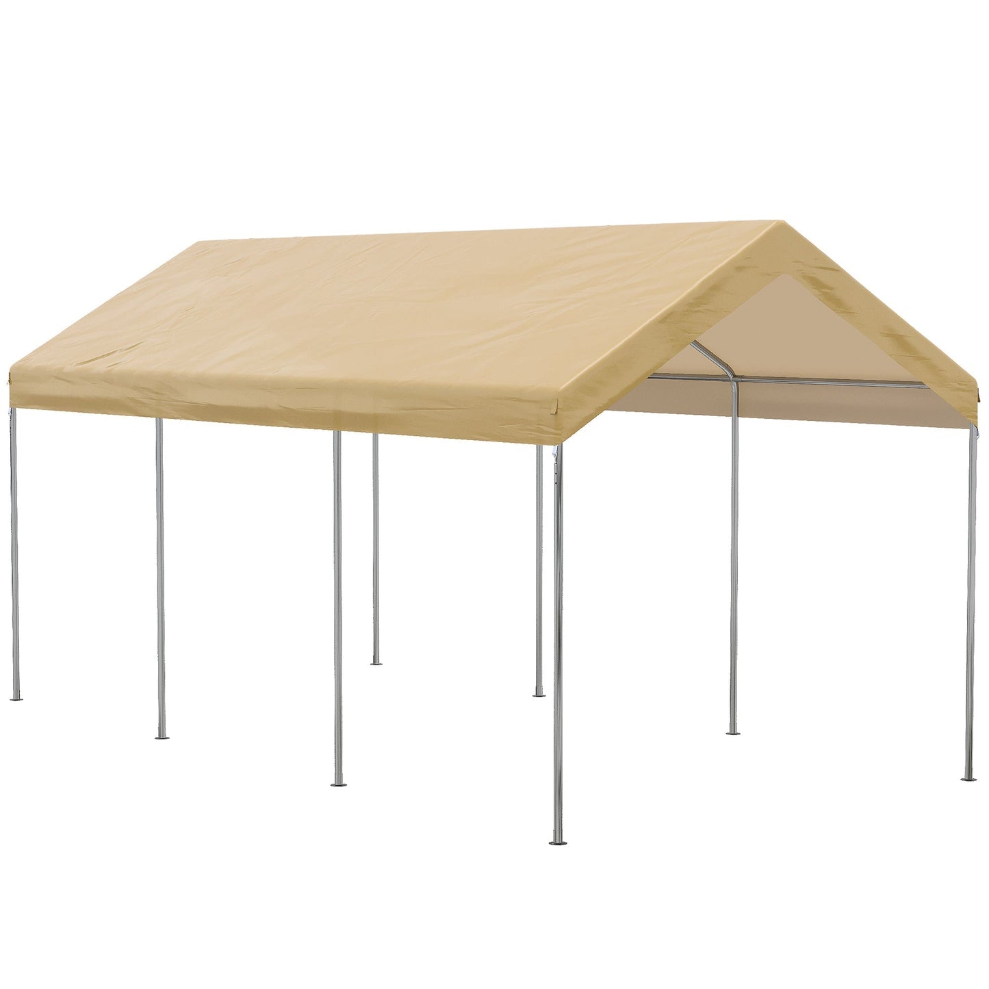 Steel and PE Garden Tent for Small and Medium Cars, 600x295x265-310 cm, Beige