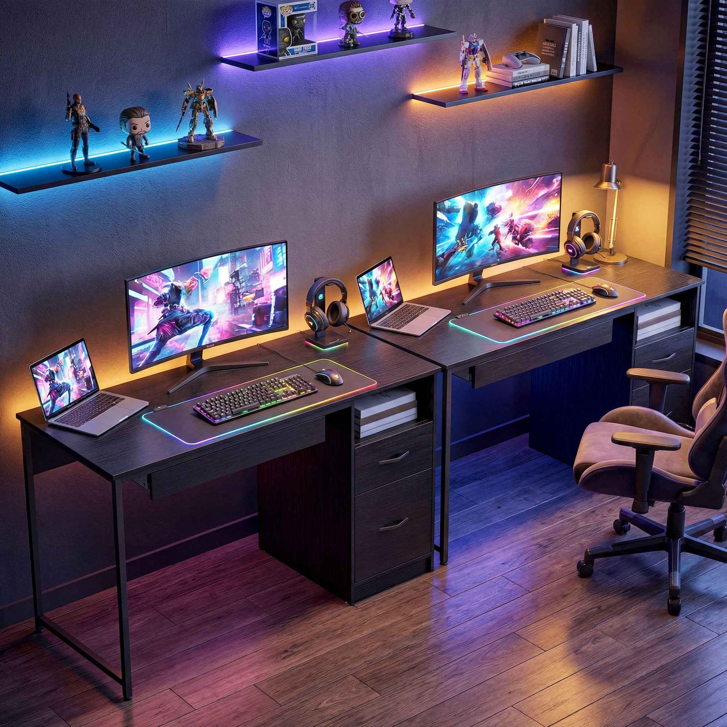Office Desk Space-Saving Computer Table, 120x52.3 cm, Black