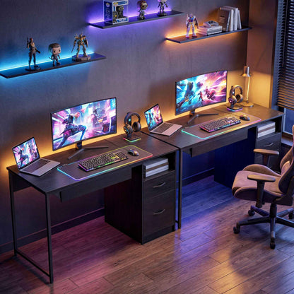 Office Desk Space-Saving Computer Table, 120x52.3 cm, Black