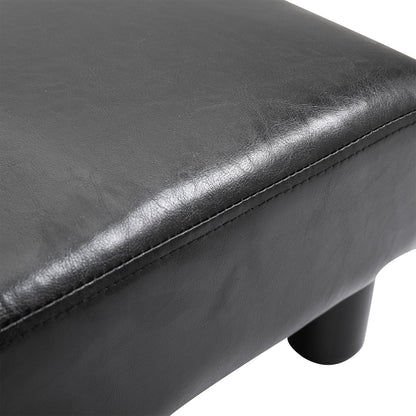 Rectangular Footstool Padded and Covered in Black Faux Leather, Max. 100kg, for Living Room and Entrance, 40x30x24 cm
