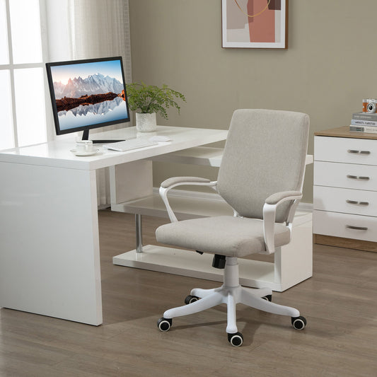 Ergonomic Office Chair with Adjustable Height and Rocking Function, 62x69x92-100cm, Beige