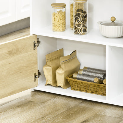 Modern MDF Bar Table for 2 People with 4 Open Shelves and Cabinet, 116x79. 5x91 cm