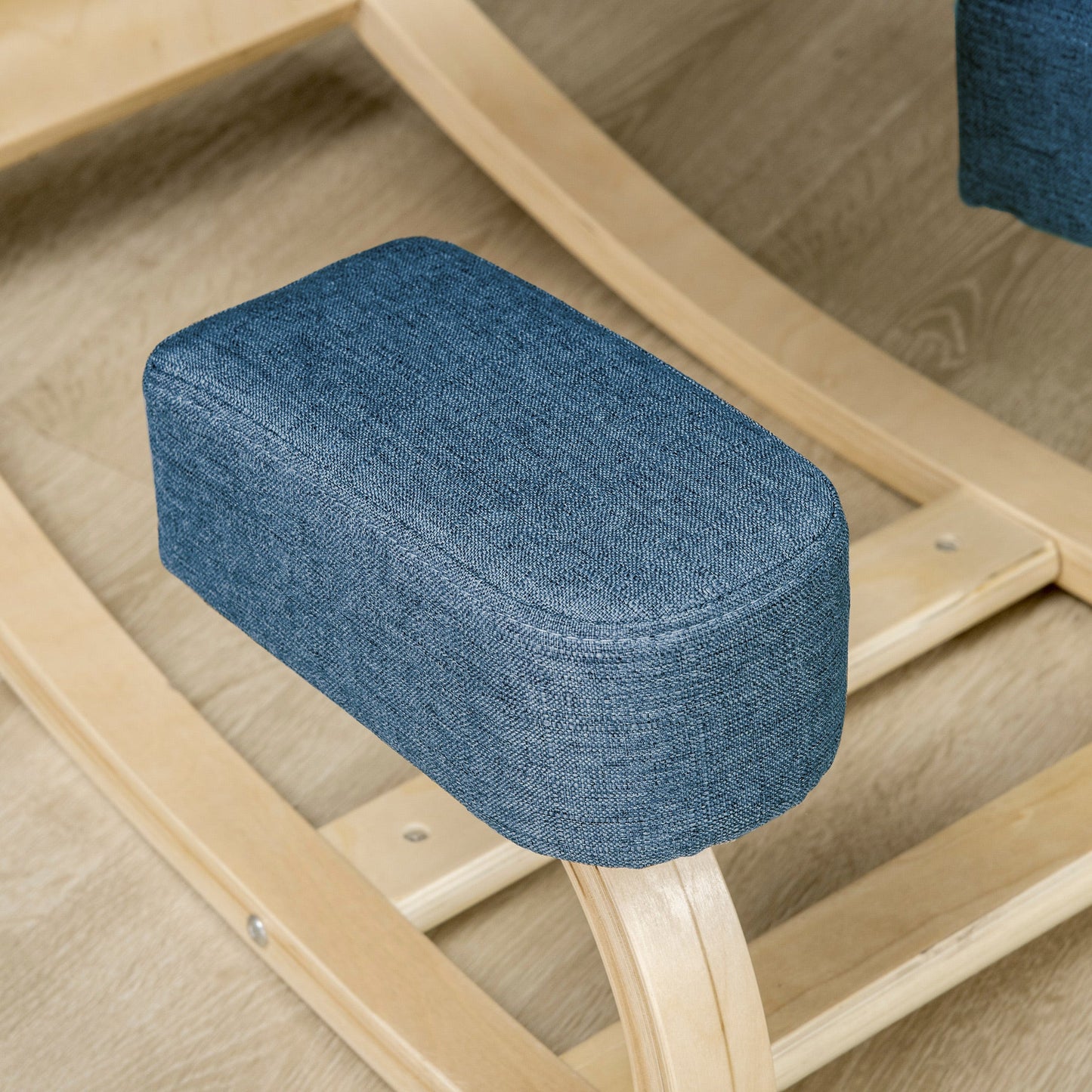 Ergonomic Chair with Kneeler in Birch Wood and Cushion, 51x69x58cm, Blue