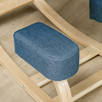 Ergonomic Chair with Kneeler in Birch Wood and Cushion, 51x69x58cm, Blue