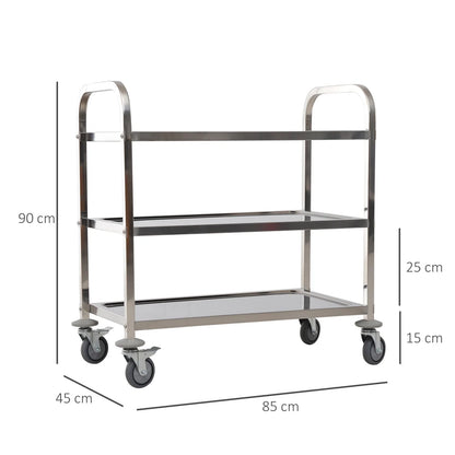 Stainless Steel Kitchen Cart with 3 Shelves and Wheels