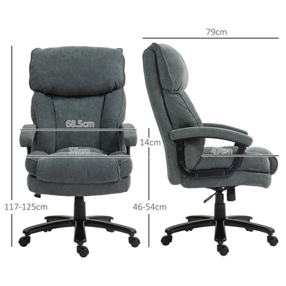 Reinforced Office Chair 200kg Capacity, Swivel and Tiltable in Velvet Fabric, Grey