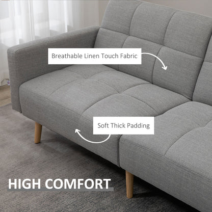 Grey Double Sofa Bed Breathable Linen and adjustable backrest | 205x95x80 cm