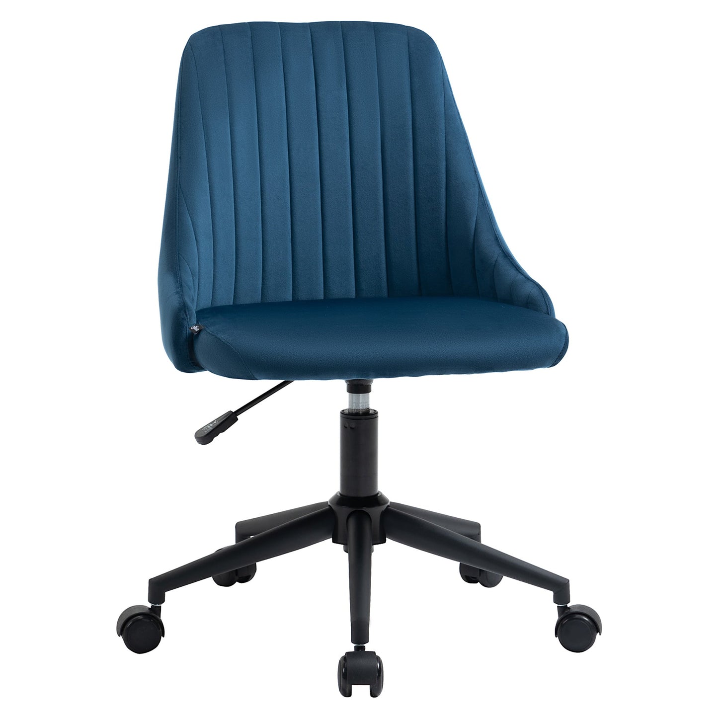 Blue Velvet Office Chair with Adjustable Height, Ergonomic 360° Swivel Chair with Wheels, 50x58x77-87cm