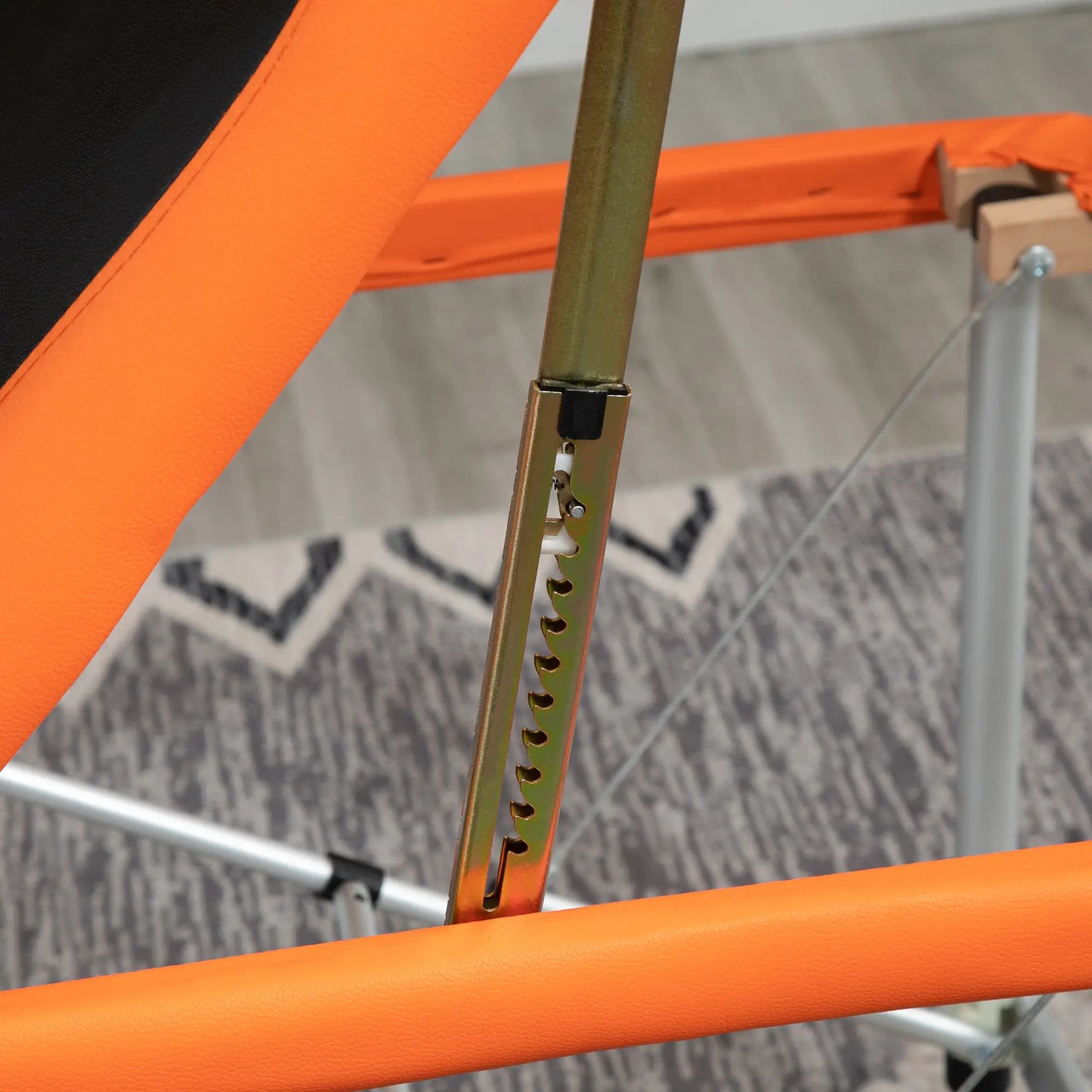 Foldable Massage and Beauty Table / Couch with Adjustable Height, Professional Massage Bed in Aluminum and Plastic, 215x60x61-84 cm, Black and Orange