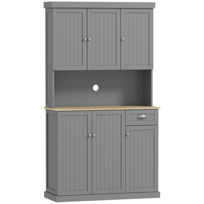 Country Kitchen Cabinet Sideboard with Adjustable Shelves 101x39x180cm Grey