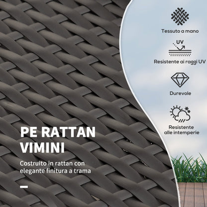 Modular Garden Sofa with Bench, Brown Rattan Garden Furniture, Space-Saving 2-Piece Set