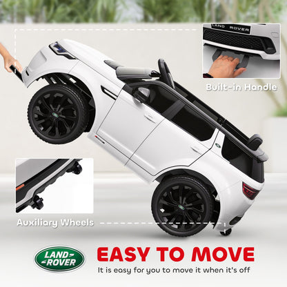 Electric Ride-On Car for Kids Licensed Land Rover with Headlights, Horn and Belt, 106x65.5x51 cm, White