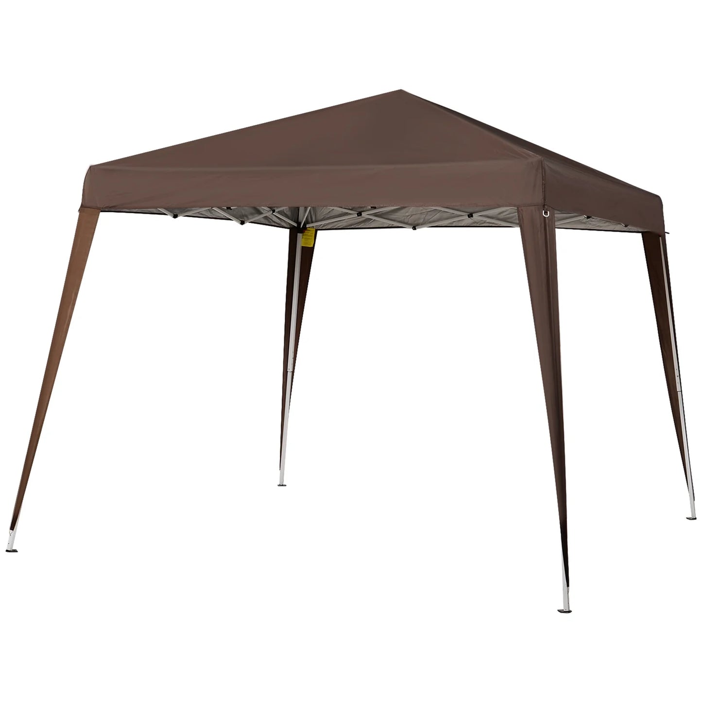 2.4×2.4 m Folding Garden Gazebo with Steel Frame & Windproof Ropes – Coffee Brown