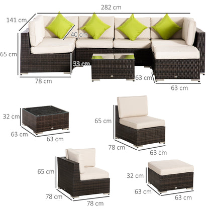 8-Piece Rattan and Aluminum Garden Furniture Set, Modular Garden Lounge Set with Sofas and Outdoor Coffee Table