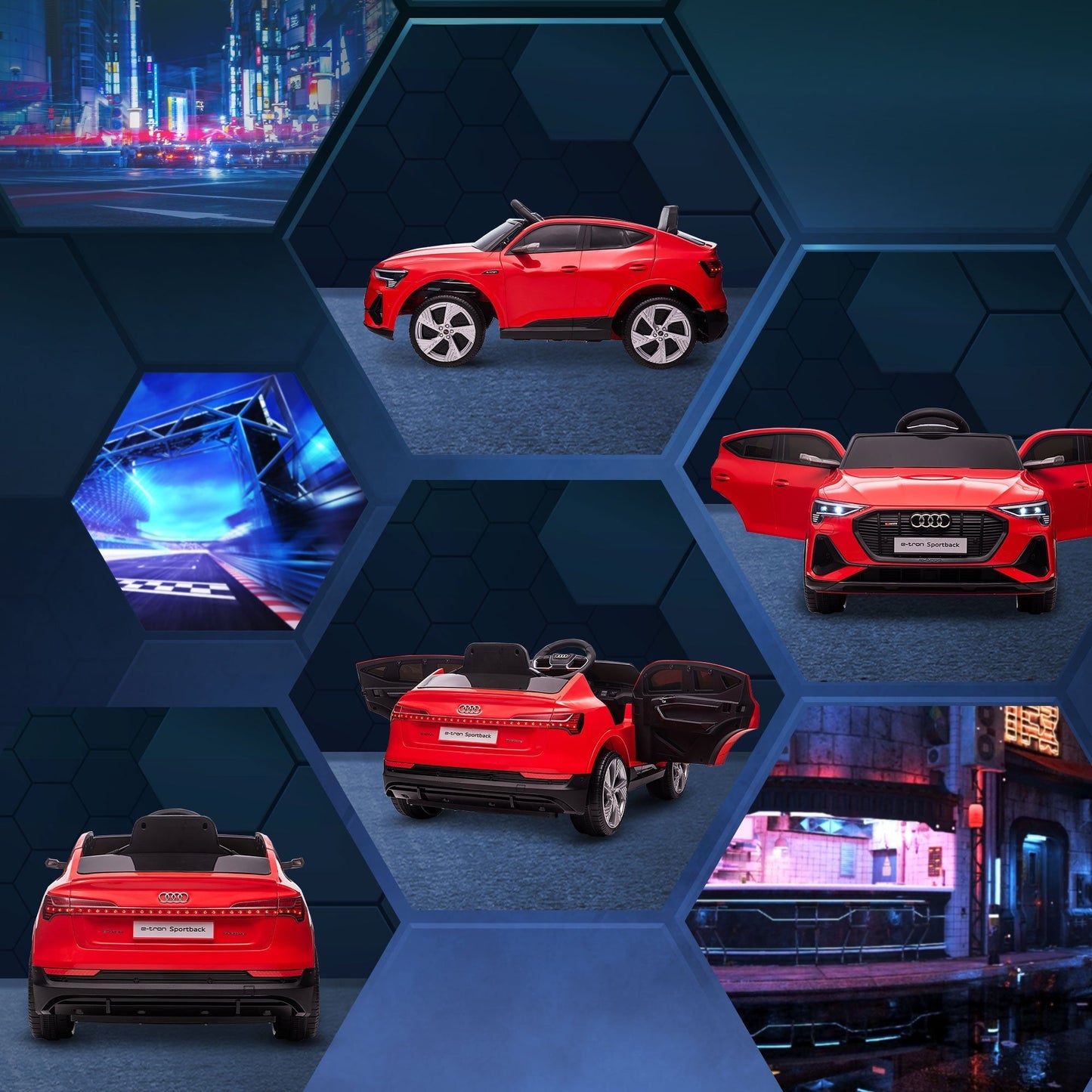 AUDI - Electric Car for Children 12V with Remote Control, Speed 3-8km/h, Lights and Music, Age 3-5 Years, Red