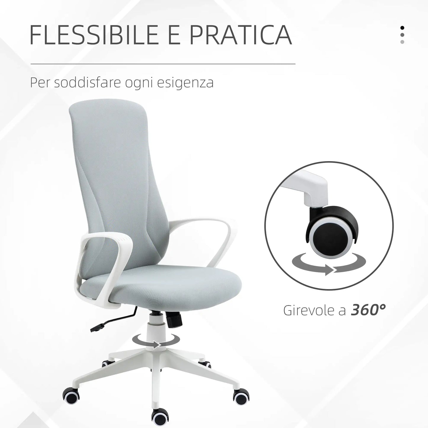 Ergonomic Office Chair with Adjustable Height and Tilt Function, 62x56x110-119.5 cm