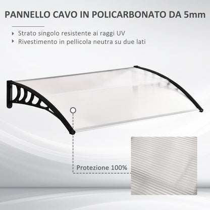 Curved Outdoor Canopy with Screws and Bolts Included, in Polycarbonate, PP and Aluminum, 122x89x24 cm