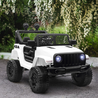 Electric Kids Car Jeep Off-Road with Remote Control and 2 Speeds, 100x65x72 cm, White