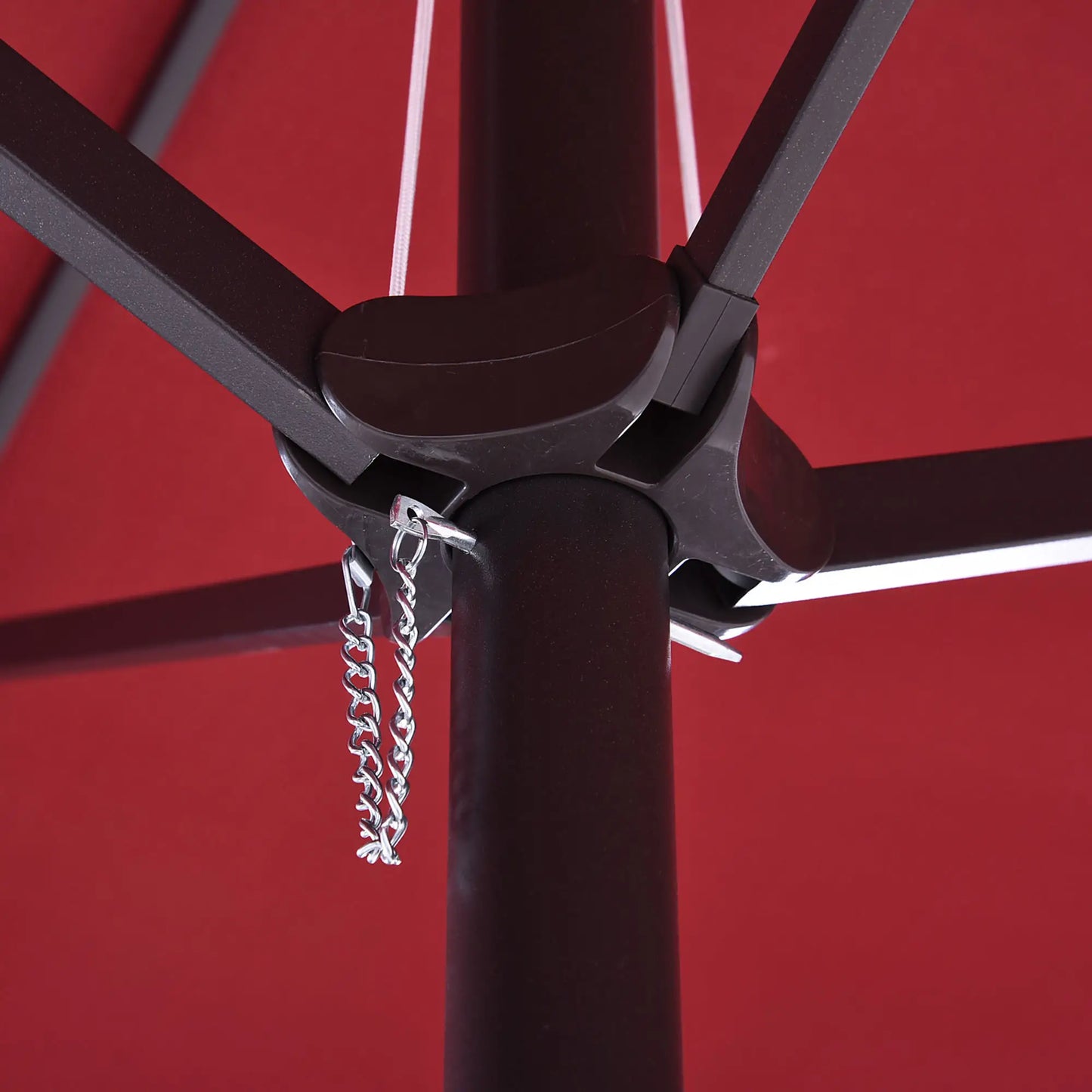 Double Garden Umbrella with Crank Opening, in Steel and Polyester, 460x270x240 cm, Red