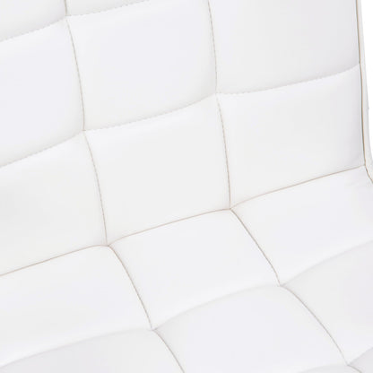 White PU Leather Office Chair with 5 Swivel Wheels, Padded and Adjustable Height, 52.5x54x84-99cm