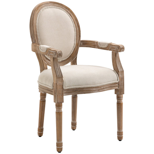 Classic Style Upholstered Fabric Living Room Chair, 56x56x96cm, Cream White