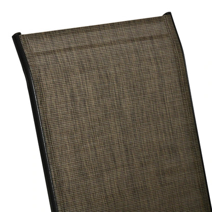 Garden Chairs Set of 4, Stackable Outdoor Chairs in Metal and Breathable Fabric, Brown