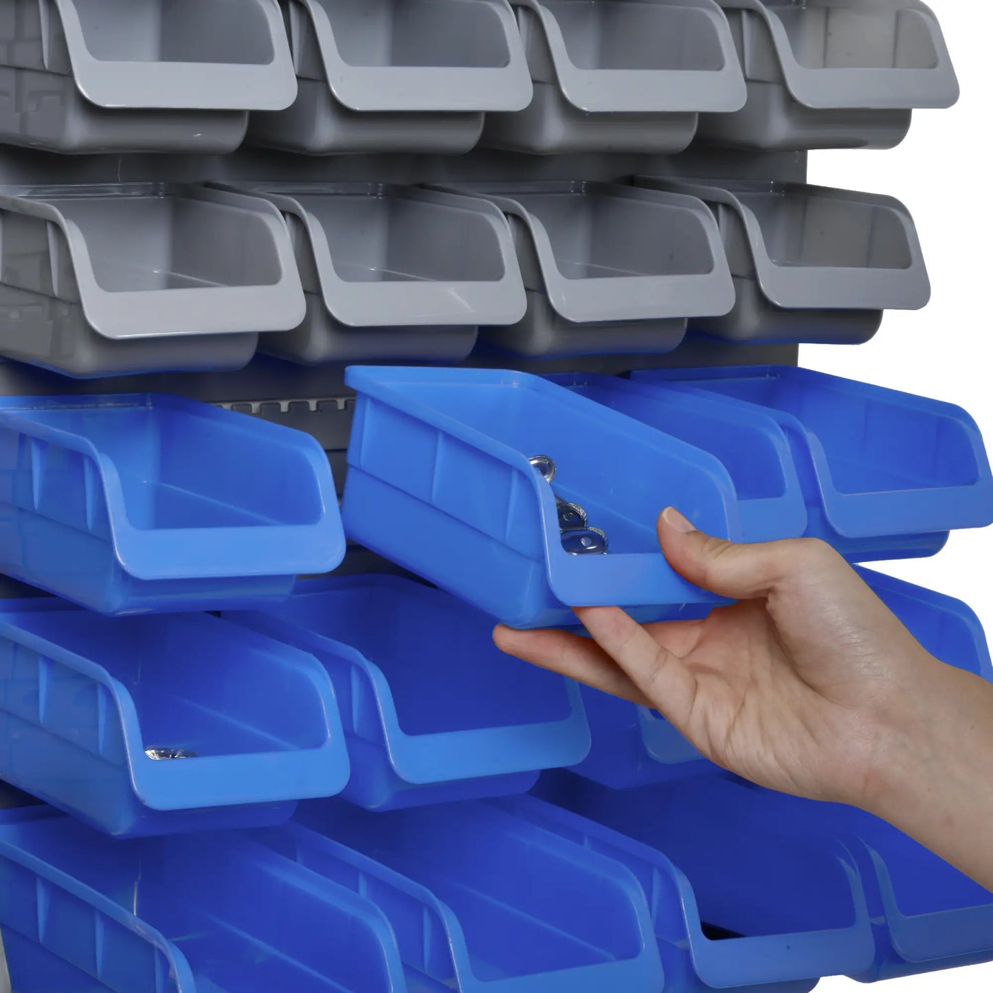 44pcs Tool Box with Adjustable and Removable PP Boxes Blue and Gray, 54x22x95cm