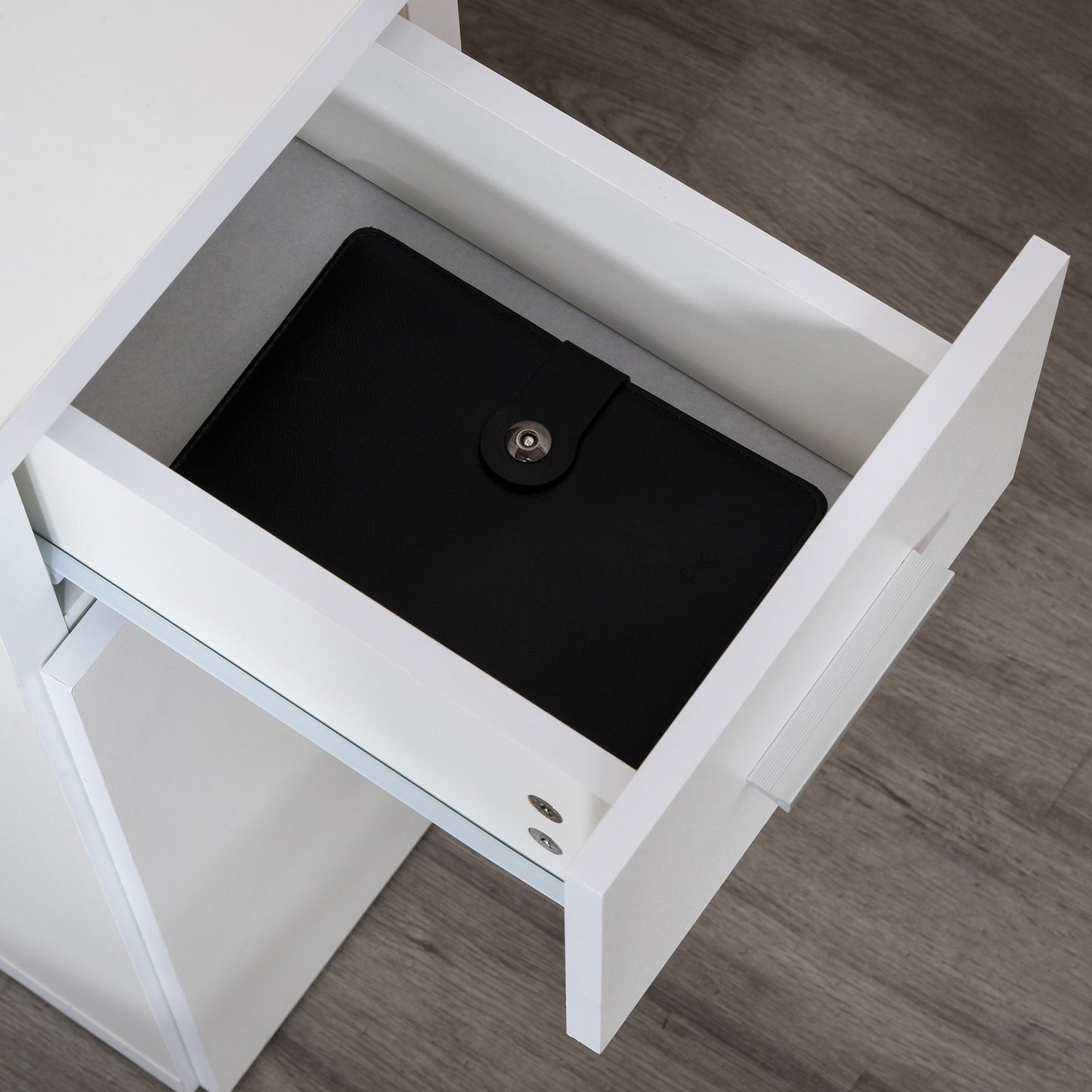 Modern Wooden Corner Desk with Drawer, Cabinet and Shelves, Office and Home Furniture, White