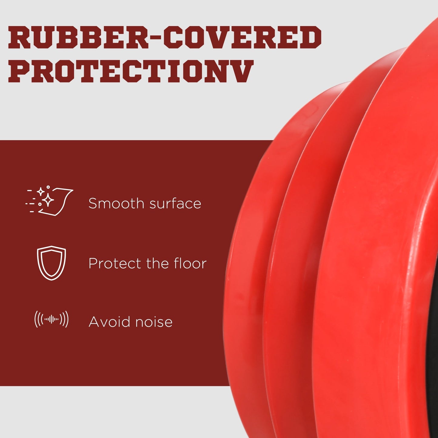 40kg Rubber Coated Metal and Iron Sand Dumbbell Set, 45x26x26cm, Red