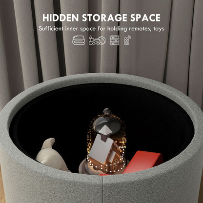 Linen Effect Storage Ottoman, 120 kg max, with Flip-Top Tray, in MDF, 56x56x42 cm, Grey