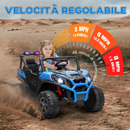 24V 2-Seater Electric Ride-On Car for Kids with Remote Control and 3 Speeds, Ages 3-8 Years, Blue